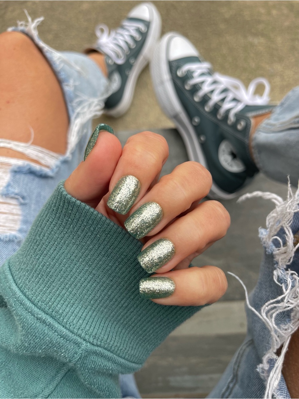 Red Aspen Aida's Aquamarine Glitter Acrylic Nail Dashes